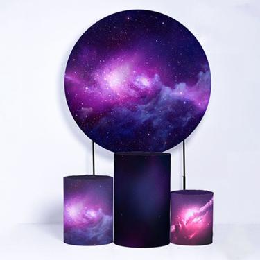 Imagem de Kit Painel de Festa Redondo e Trio de Cilindros Astronauta - Fera Print