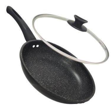 Imagem de Frigideira Granilite Preta Antiaderente Indução 24cm com Tampa - Lyor