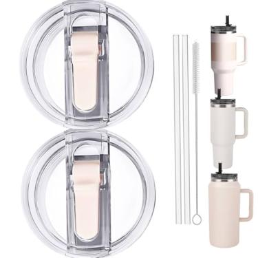 Imagem de Copo de substituição à prova de vazamento de 2 peças com canudo – Adequado para Stanley ProTour Quencher e Quencher H2.0 1,134 g, 1,8 g (2 cremes-A, 1,134 g e 1,814 g)