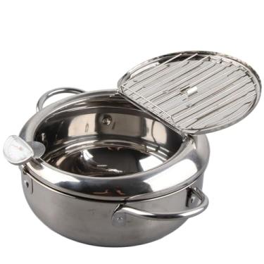 Imagem de Fritadeira Profunda, Estilo Japonês Mini Frigideira de Aço Inoxidável Com Temperatura Controlada Doméstica Tempura Frigideira Termômetro Compatível Com Fogão de Indução (Tamanho