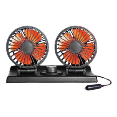 Imagem de Fan para carro, ventilador elétrico para carro,Cooler de cabeça dupla para o painel - Ventilador de automóvel poderoso de cabeça dupla baixa ruído 2 velocidades para o painel de veículos, banco trasei