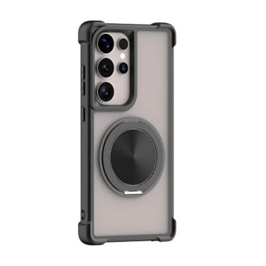 Imagem de MVVKKY Para Galaxy S23+ Luxury Magnetic Ring Stand Holder Case Carregamento sem fio (para Galaxy S23+/preto)