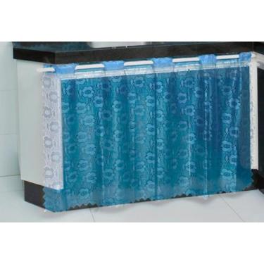 Imagem de Cortina para Pia de Cozinha em Renda 1,30 x 0,70 cm JCM, Azul