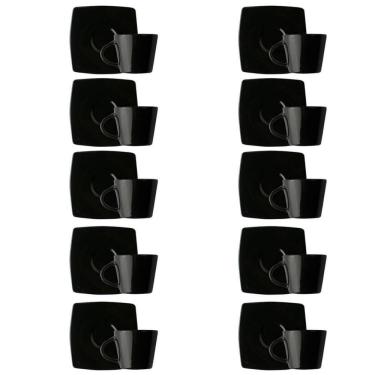 Imagem de Conjunto 10 Xícaras de Café com Pires Preta 90ml em Porcelana Oriental Germer