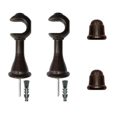 Imagem de Kit Varão de Madeira Para Cortina Simples 2,00 Metros 19mm com Ponteira e Suporte