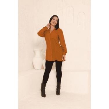 Imagem de Camisão Feminino Chamise Alongada Com Botões e bolso frontal Camisa social de manga Longa-Masculino