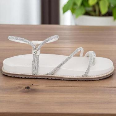 Imagem de Rasteira Sandália Com Pedraria Feminina Duas Formas De Usar De Couro C