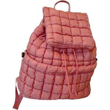 Imagem de Mochila Acolchoada Buffer, Mochila Acolchoada - Mochila De Computador De Nylon Fofa, Mochila Casual Elegante, Mochila Leve Para Esportes Casuais De Caminhada, Red (Watermelon)