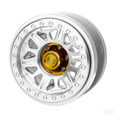 Imagem de BEAXTURBO Racing Upgrade Parts RC CNC 2.9''Aluminum Bead Lock Wheel-B for Axial SCX6 Trail Honcho Silver 1/6 1PCS (Silver-Gold)