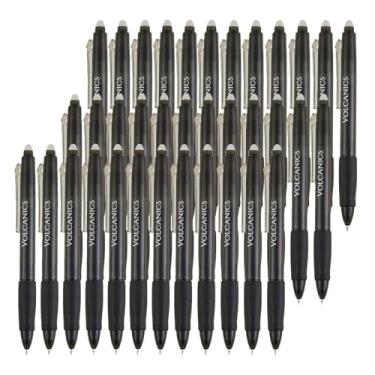 Imagem de Volcanics Canetas de gel apagáveis clicker retráteis – ponta esférica de 0,7 mm, apagável a calor com borracha embutida, pacote com 36, preta