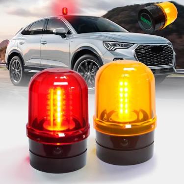 Imagem de Luz intermitente rotativa de 15,2 cm, luz LED vermelha e âmbar com base magnética para veículos, empilhadeiras, tratores, carrinhos de golfe, ônibus e boate, bar de festa (vermelho e âmbar, pacote com