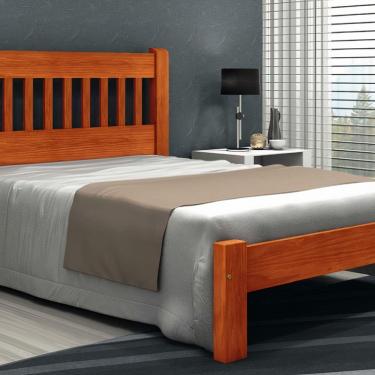 Imagem de Cama Queen Size Lisboa de Madeira Maciça Angelim Mel