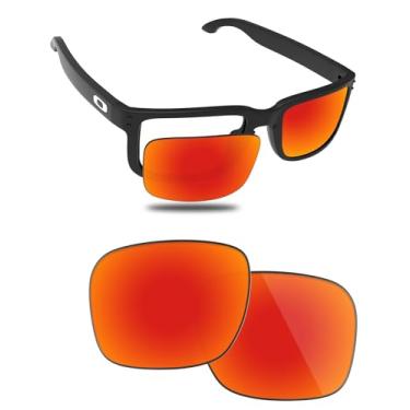 Imagem de Fiskr Lentes polarizadas de substituição compatíveis com óculos de sol Oakley Holbrook XL OO9417 59 mm, resistente a impactos e ajuste perfeito - vermelho fogo