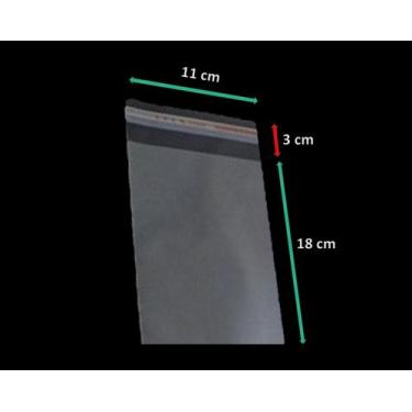 Imagem de Saco Adesivado Plástico Transparente Vabene 11x18+3cm 1.000 Unidades