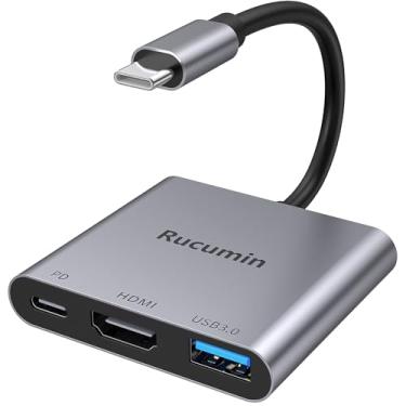 Imagem de Adaptador USB C para HDMI, adaptador HDMI tipo C para 4K com porta PD 100W e USB 3.0, adaptador digital AV multiportas para MacBook Pro/Air, iPhone 15Pro/15Pro/16, Switch, tablets e mais dispositivos