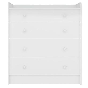 Imagem de Cômoda Com Trocador Infantil 4 Gavetas Doce Mel Branco