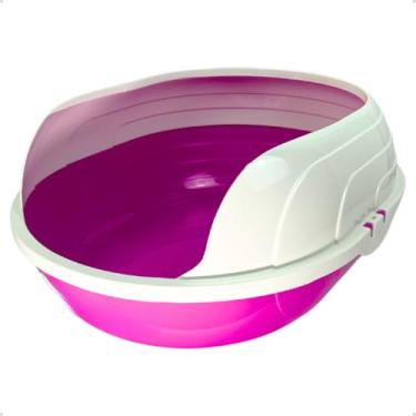 Imagem de Caixa de Areia Banheiro para Gatos Reforçada Sanitário Sandbox Tamanho Slim e Grande (Prime Rosa)
