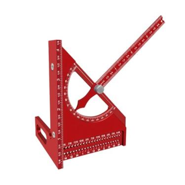 Imagem de Ｂｅｓｇａ Régua triangular, esquadro, ângulo múltiplo ajustável, ferramenta versátil para carpintaria, medição de layout, transferidor para carpinteiros, Vermelho