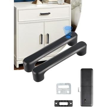 Imagem de ZRD Fechadura de armário de impressão digital com puxador preto fosco, fechadura oculta de móveis para armas/medicamentos comuns/carteira de motorista, adequada para mesa de cabeceira, armário, gaveta