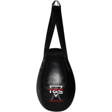 Imagem de PGS Saco de pancadas de bola de demolição, saco de lágrima de boxe especializado para MMA, kickboxing, muay thai, bolsa pesada redonda - não preenchido (preto, 43 cm de altura x 35 cm de largura)