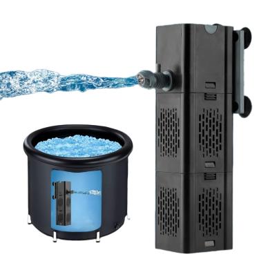 Imagem de ianjetty Filtro Cold Plunge com 2 saídas de fluxo de água, filtro de piscina pequeno de 500 GPH, banheira de gelo com cápsula fria com filtro, acessórios de mergulho a frio (preto)