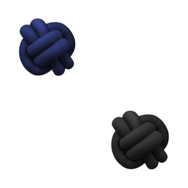 Imagem de Almofadas De Nó 28cm x 28cm Lindas Decorativas Sala Sofá Cama Cores (AZUL MARINHO E PRETO)