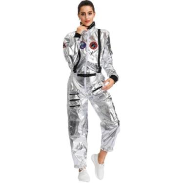 Imagem de Conjunto De Fantasia De Role-play Astroaut Spacema Fantasia De Homem Mulher Casal Uniforme Espacial Macacão Traje De Halloween Fantasia Vestido Cosplay Terno, B, L