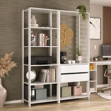 Imagem de Estante Livreiro Modular 135cm 2 Peças com 2 Gavetas Multimóveis MP602