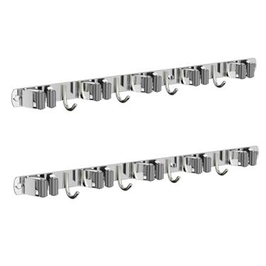 Imagem de CUXIXA Suporte de parede para esfregão e vassoura, suporte de parede antiderrapante, organizador de vassoura resistente para cozinha, jardim, garagem, lavanderia, decoração de parede, organização e