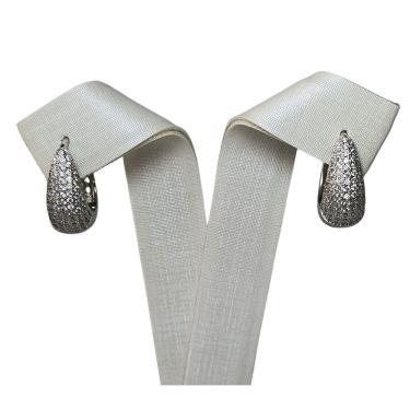 Imagem de Brinco Argola Articulada Cravejada com Zircônia