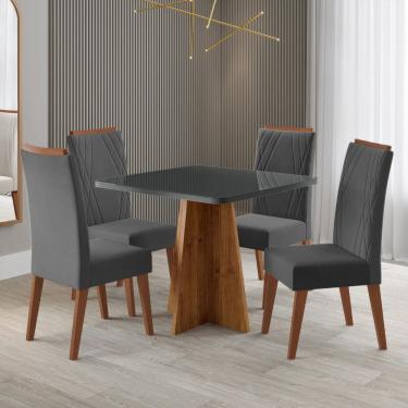 Imagem de Conjunto para Sala de Jantar com 4 Cadeiras Malva Mel / Cinza