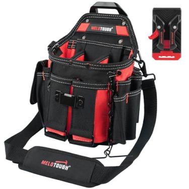 Imagem de MELOTOUGH Bolsa de ferramentas profissional para eletricista com alça de ombro, bolsa de ferramentas com clipe de cinto para prender e soltar rapidamente a bolsa de ferramentas