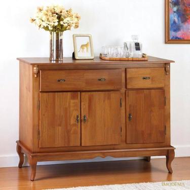 Imagem de Balcão Buffet de Madeira com Pés Luis XV 3 Portas e 2 Gavetas Linz Móveis 60631 - Imbuia Glazer