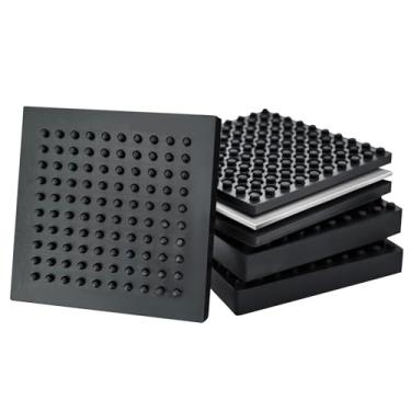 Imagem de Tapete de equipamento de exercícios BXI – 4 x 4 x 0,8 pol. Pacote com 4 tapetes antiderrapantes antivibração de moinho de molhos, aço pesado bordado de silicone para proteção de pisos de madeira