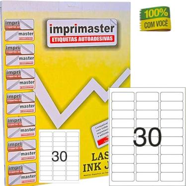 Imagem de Etiquetas Adesivas Imprimaster Carta 25.4 X 66,7mm - Caixa c/ 100 Folhas - 3000 Etiquetas Adesivas