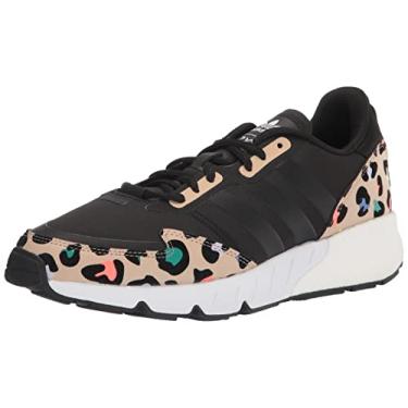 Imagem de adidas Originals Tênis feminino Zx 1k Boost, Preto/preto/preto/preto/nude pálido, 7.5