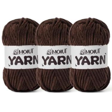 Imagem de Pacote com 3 fios de chenille fofos para crochê, fios grossos de veludo para amigurumi de crochê, fio de bebê para cobertor macio de crochê, fios volumosos de 300 ml para artesanato/chapéus/sapatos