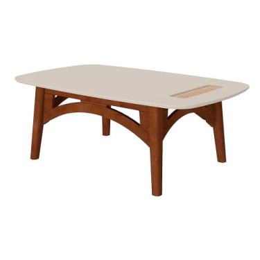 Imagem de Mesa de Centro Retangular Veneza de Madeira com Detalhes em Rattan - 6