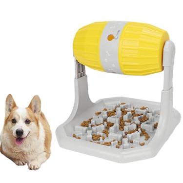 Imagem de Brinquedo interativo de quebra-cabeça de comida para cães e gatos – comedouro lento para raças pequenas/médias, alimentador de altura ajustável com dispensador de petiscos, treinamento de QI para