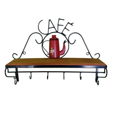 Imagem de Prateleira De Café Porta Tempero 60cm Tema Bule Vermelho Sudeste Rústico