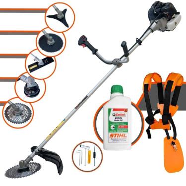 Imagem de Máquina de Cortar Grama Anmax CG430-B À Gasolina 2 Tempos 43cc 1,7HP 12.000rpm Roçadeira Lateral Multifuncional Com 5 Opções de Cortes + ÓLEO STIHL