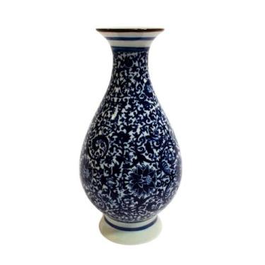 Imagem de Vaso Decor em Cerâmica Portuguesa Traços Azul e Branco 12x22cm - A5