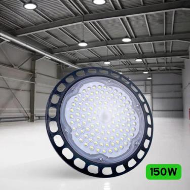 Imagem de Kit Luminária Led Ufo Highbay 150w Redondo Galpão Industrial Branco Fr