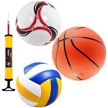 Imagem de Kit Esportes Com Bolas + Bomba Vôlei Futebol Basquete - Mizpa