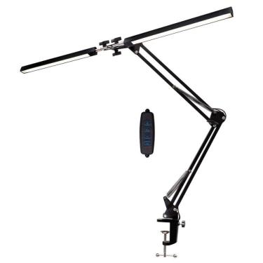 Imagem de Luminária Mesa Dupla Led 3 Cores Articulada Com Base E Garra Giratoria 360° Preto