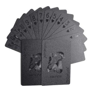 Imagem de Baralho Preto Fosco Luxo Varios jogos mesa Poker Truco Buraco - Zem