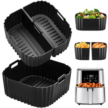 Imagem de Forros de silicone para fritadeira a ar quadrada para fritadeira a ar Chefman 8QT, pacote com 3 acessórios reutilizáveis de silicone para assadeira instantânea, Nuwave, Gourmia e outras fritadeiras de