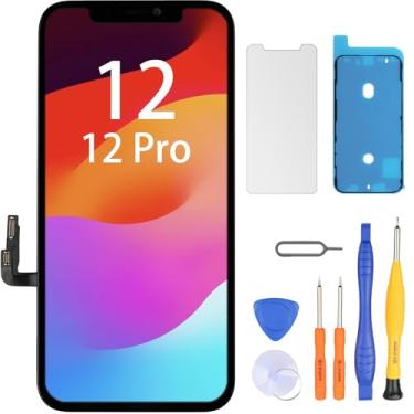Imagem de LL TRADER Tela de substituição para iPhone 12/12 Pro 15.5 cm LCD Retina FHD Display com kits de ferramentas de reparo, fita impermeável, protetor de tela 2025 Novo modelo EUA