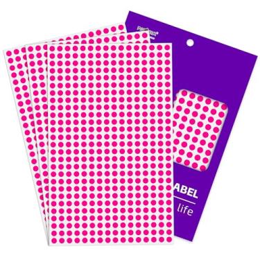 Imagem de PARLAIM Adesivos redondos de 1/10.2 cm com código de cores, 4.200 peças de etiquetas adesivas de círculo de codificação de cores (rosa fluorescente)