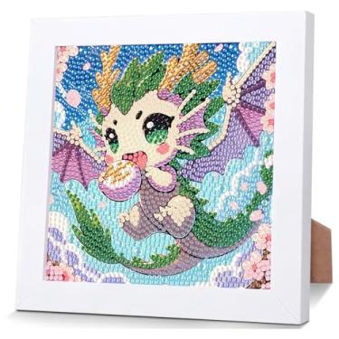 Imagem de Reivworl Diamond Art Kits for Kids, Dragon Diamond Painting Kits for Kids, Dragon Gem Art Ages 4-8-12 for Gifts and Decor (8x8 Inch)